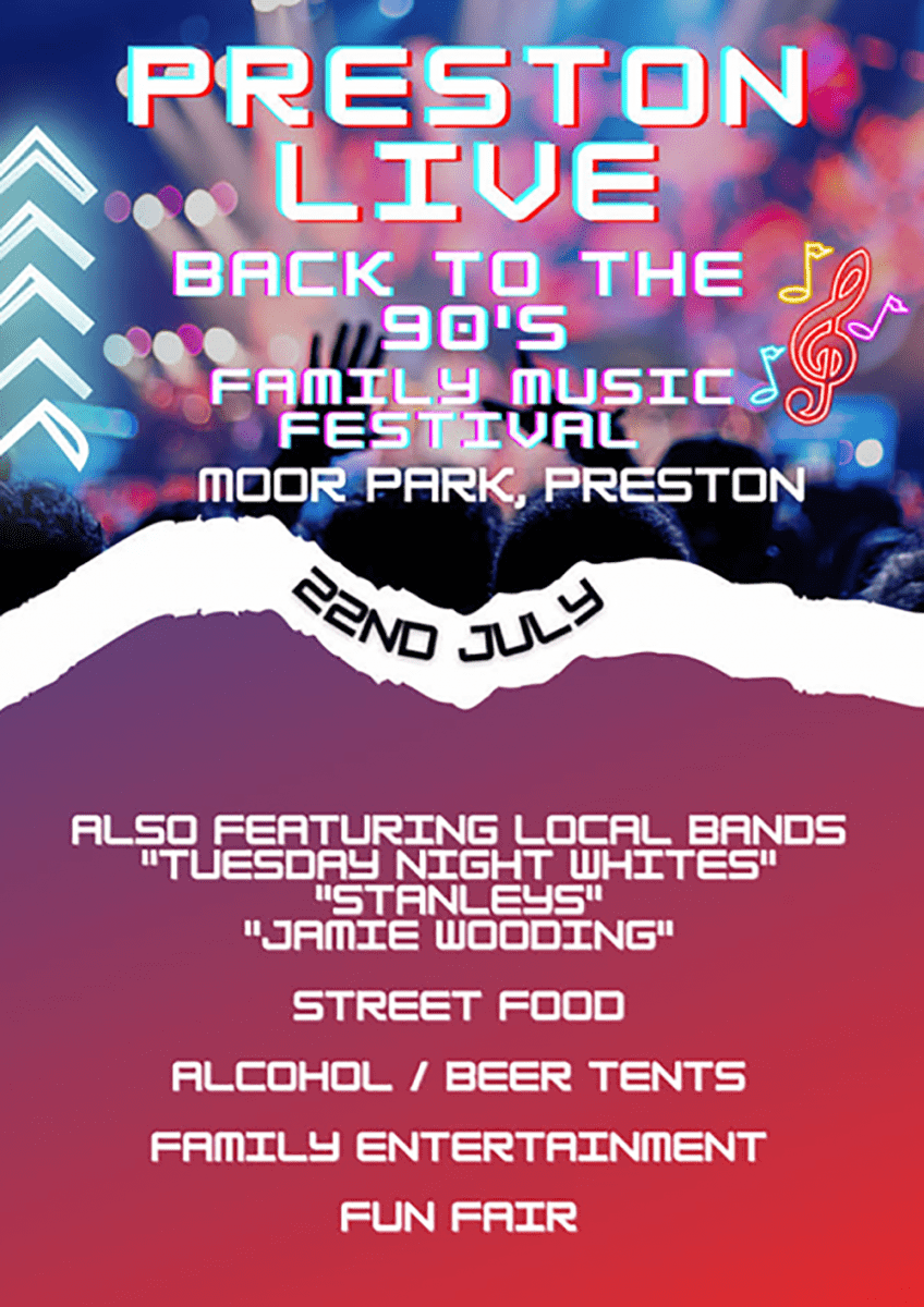 Preston Live Music Festival 2023 comes to Preston - Moor Park on Saturday 22nd July 2023