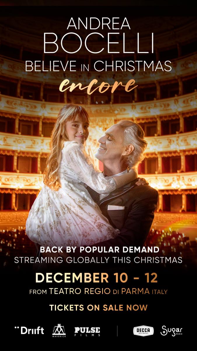 Andrea Bocelli announces worldwide livestream event - 'Believe In Christmas Encore'