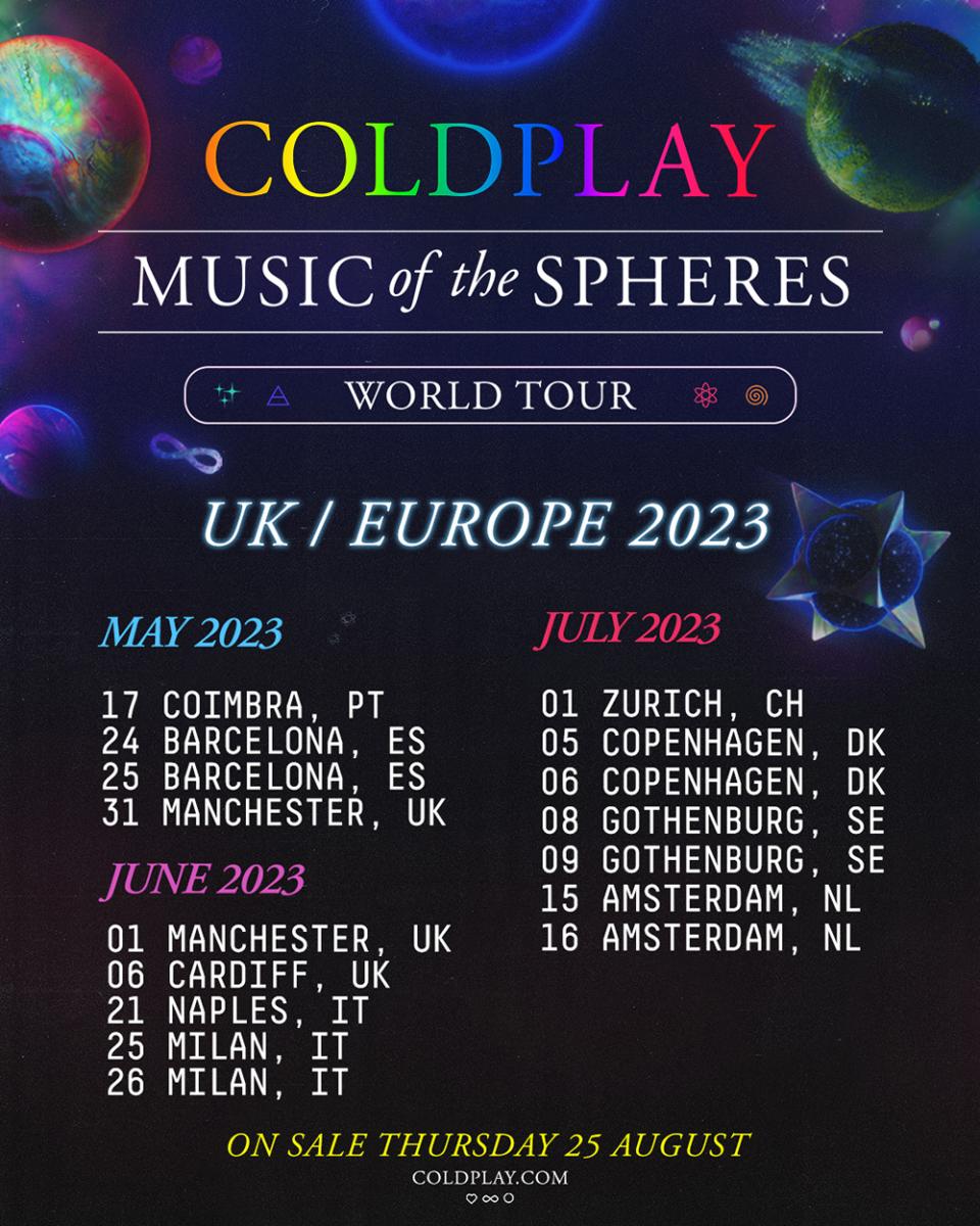 Coldplay announce tour dates for next year
