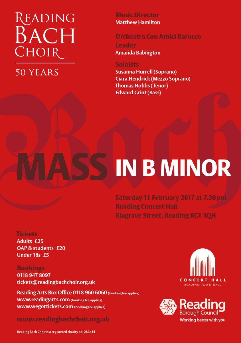 Reading Bach Choir celebrate 50th anniversary with special performance and Concert Hall in February