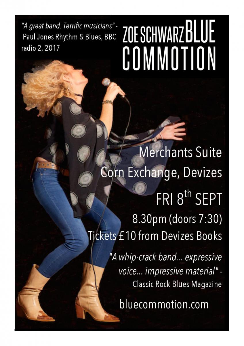 Zo√´ Schwarz Blue Commotion play in Devizes at The Corn Exchange