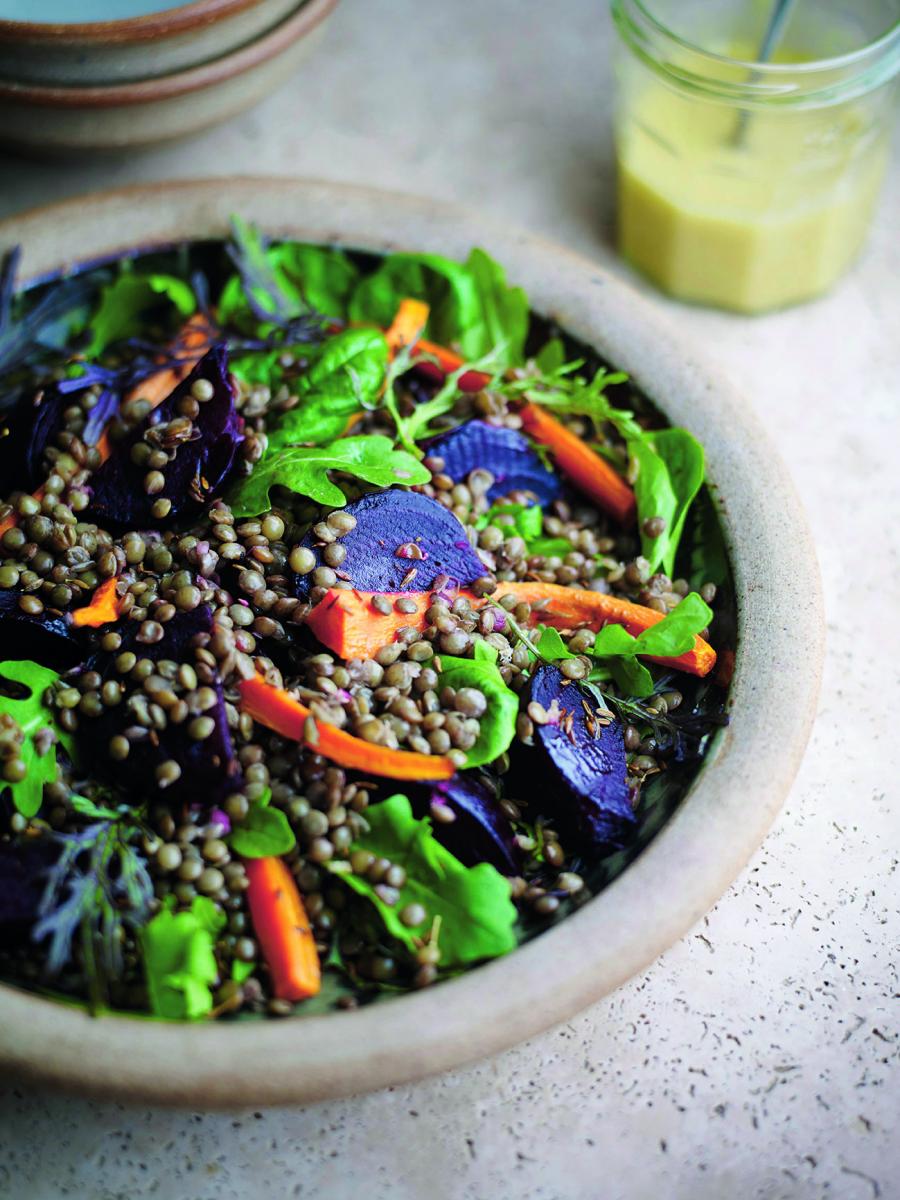 RECIPE: Roasted beetroot, carrot, lentil and cumin seed salad