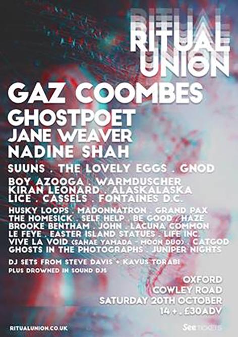 Former Supergrass frontman Gaz Coombes added to Ritual Union Festival line-up!
